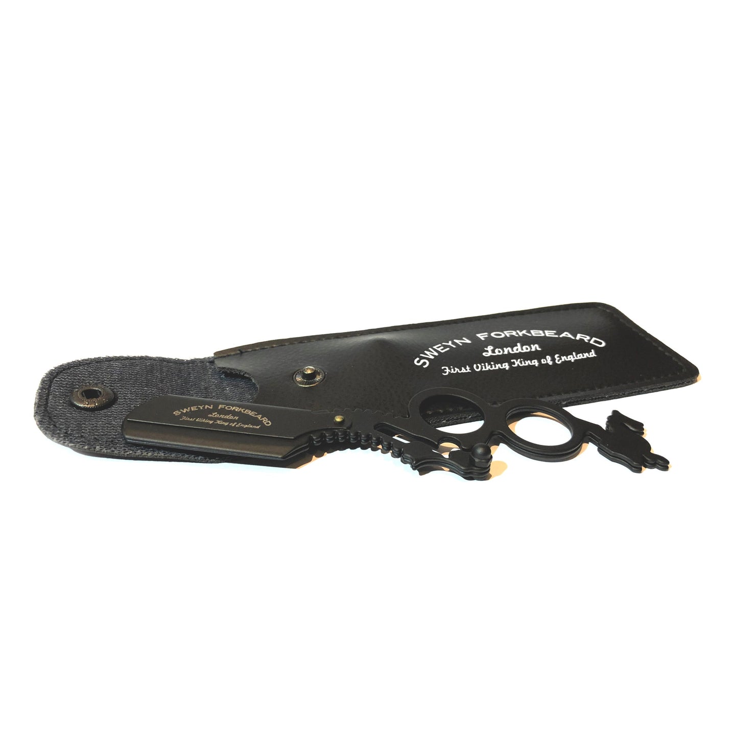 TWO FINGERS RAZOR SF BLACK WITH LEATHER POUCH