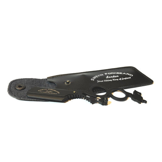 TWO FINGERS RAZOR SF BLACK WITH LEATHER POUCH