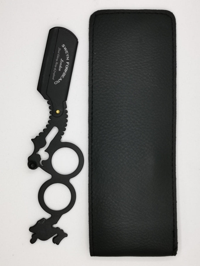 TWO FINGERS RAZOR SF BLACK WITH LEATHER POUCH